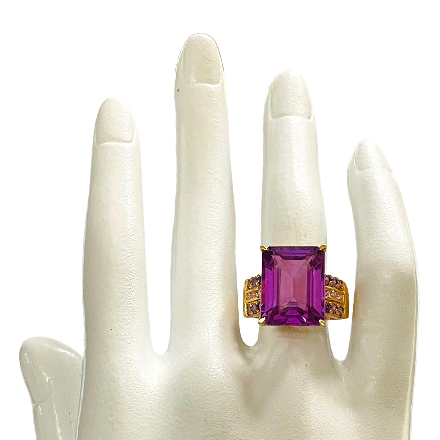 New African IF Blue Purple Spinel 14k YGold Sterling Ring Size 6.75 2