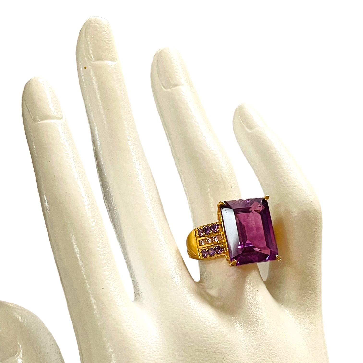 New African IF Blue Purple Spinel 14k YGold Sterling Ring Size 6.75 3