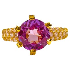 Bague en argent sterling plaqu or avec spinelle bleu pourpre IF et saphir R, Neuf