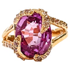 New African IF Blue Purple & White Sapphire Rose Gold Plated Sterling Ring