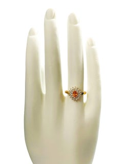 New African IF Imperial Champagn Morganite & Sapphire YGold Plated Sterling Ring