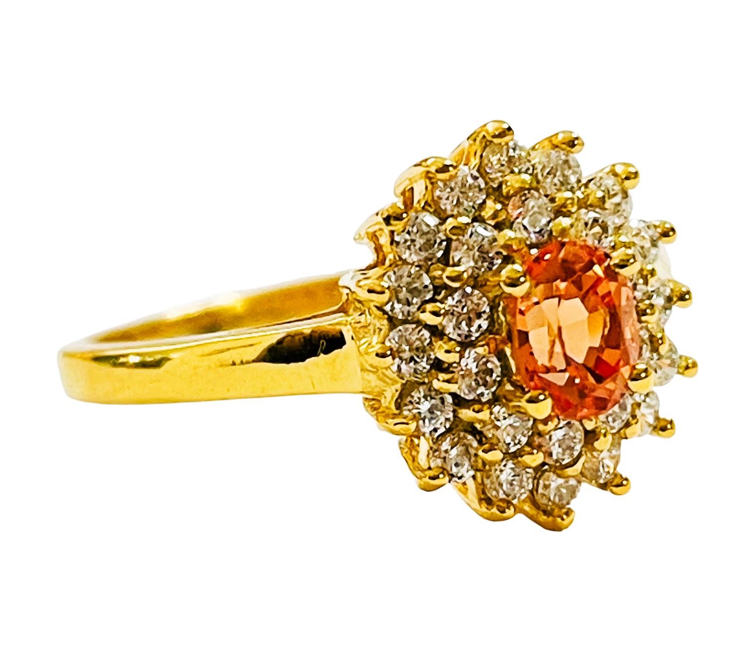 Oval Cut New African IF Imperial Champagn Morganite & Sapphire YGold Plated Sterling Ring For Sale