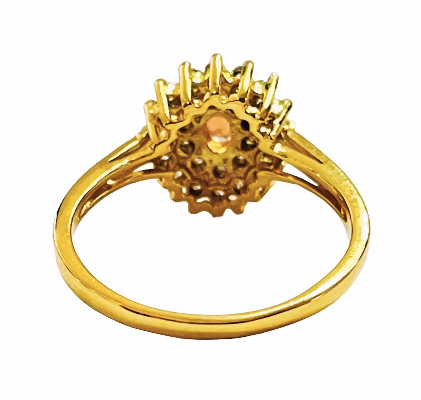 New African IF Imperial Champagn Morganite & Sapphire YGold Plated Sterling Ring For Sale 1