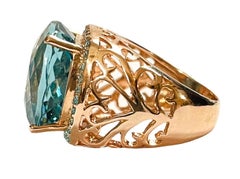 New African IF 'Internally Flawless' Aquamarine RGold Plated & Sterling Ring 6.0