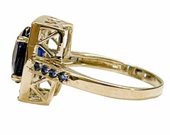 New African IF Kashmir Blue Sapphire & White Sapphire Sterling Ring 7.25