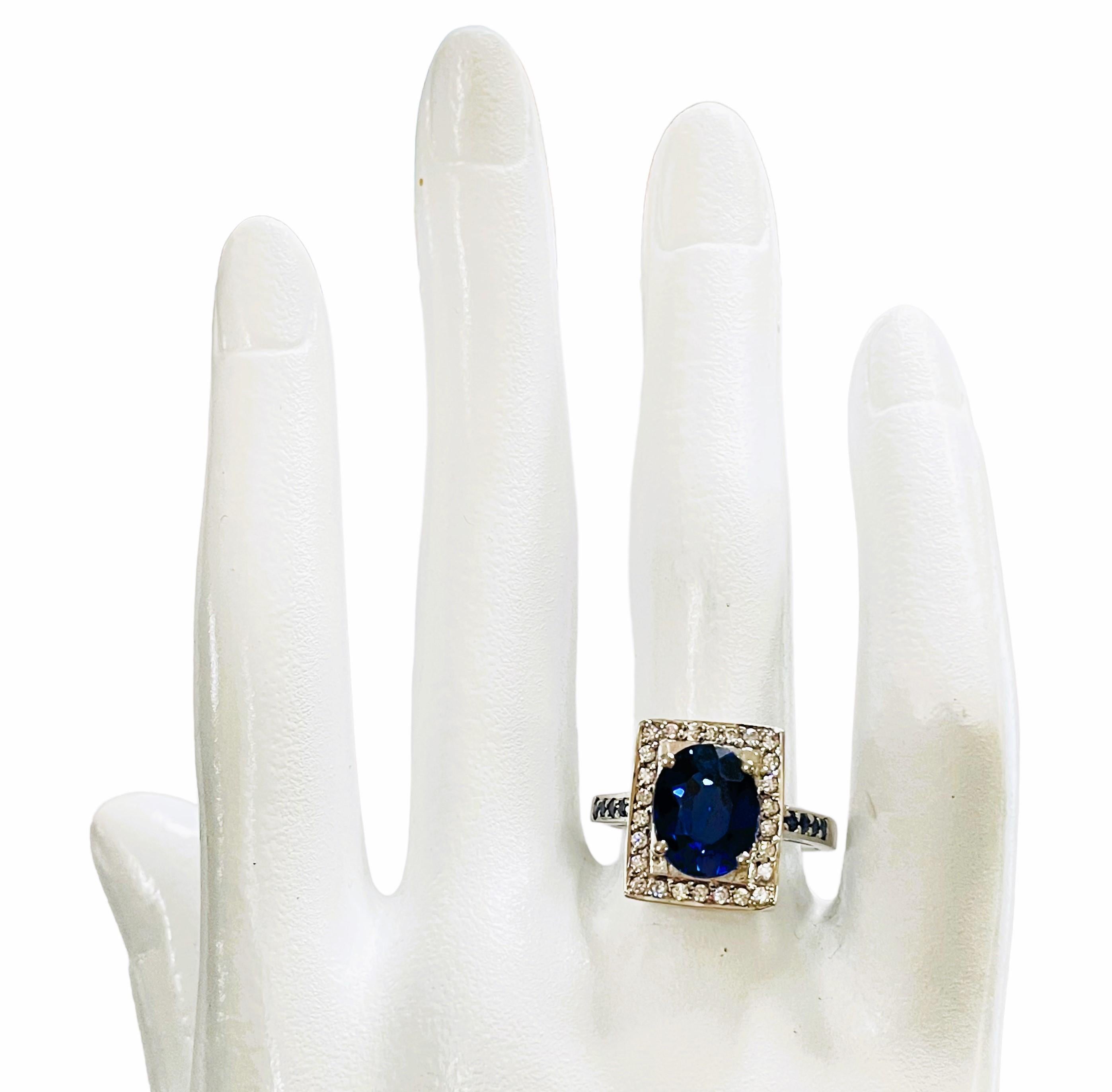 Women's New African IF Kashmir Blue Sapphire & White Sapphire Sterling Ring 7.25