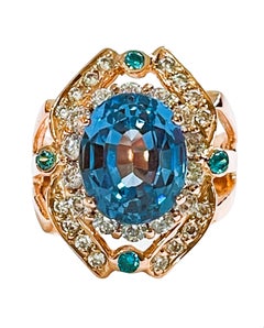 New African If London Blue Topaz & Apatite & Sapphire Rgold Plated Sterling Ring