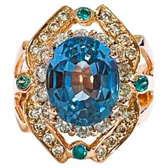 New African If London Blue Topaz & Apatite & Sapphire Rgold Plated Sterling Ring