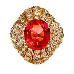 New African IF Pink Orange Padparadscha 
Sapphire RGold Plated Sterling Ring