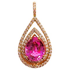 New African IF Pink & White Sapphire Rose Gold Plate Sterling Pendant