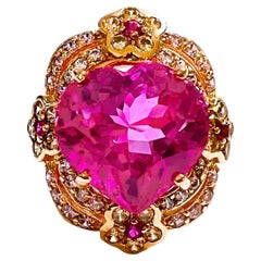 New African If Platinum Pink Sapphire & White Sapphire Rgold Plate Sterling Ring
