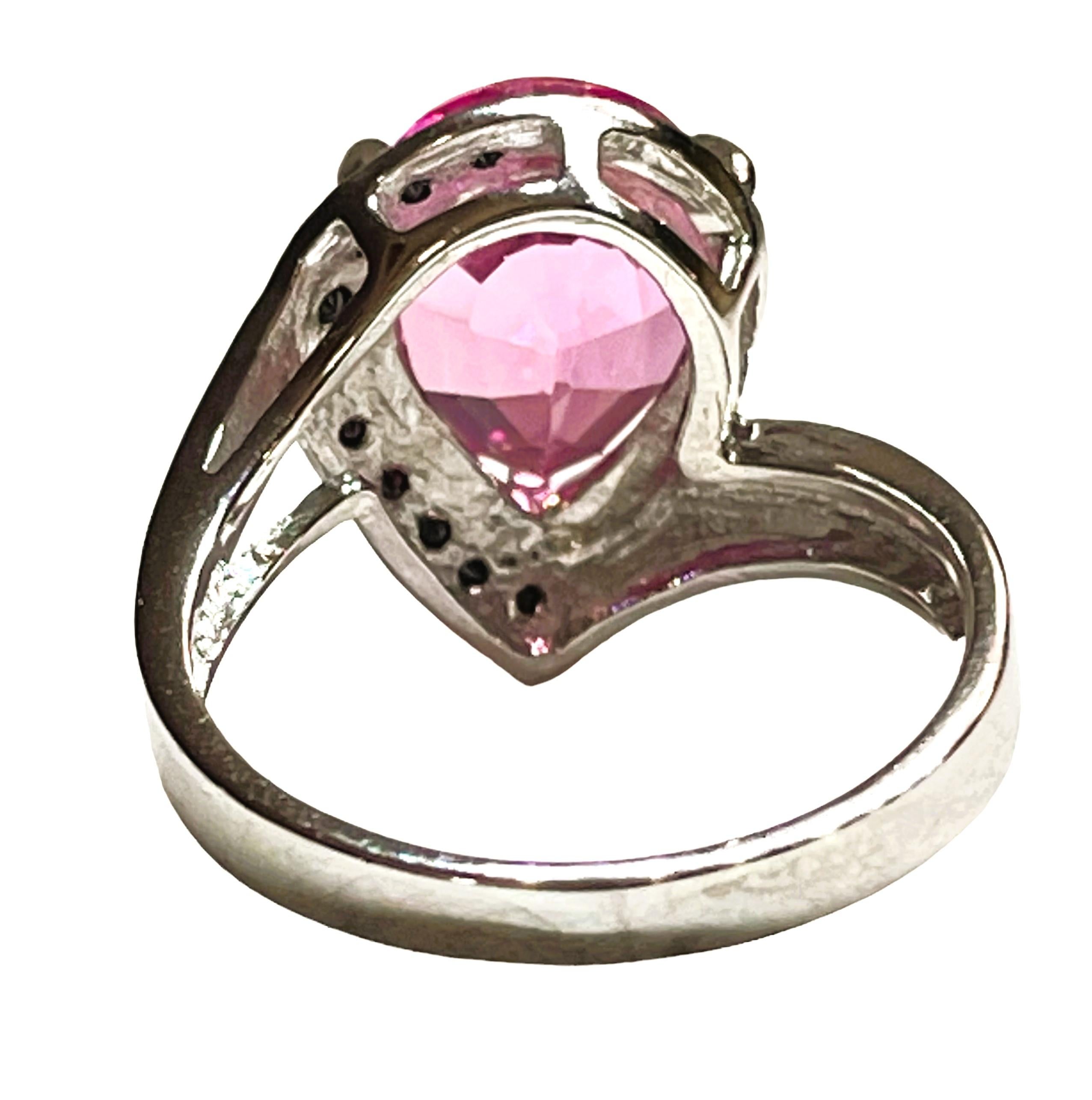 Women's New African If Platinum Pink Tourmaline & Black Spinel Sterling Ring
