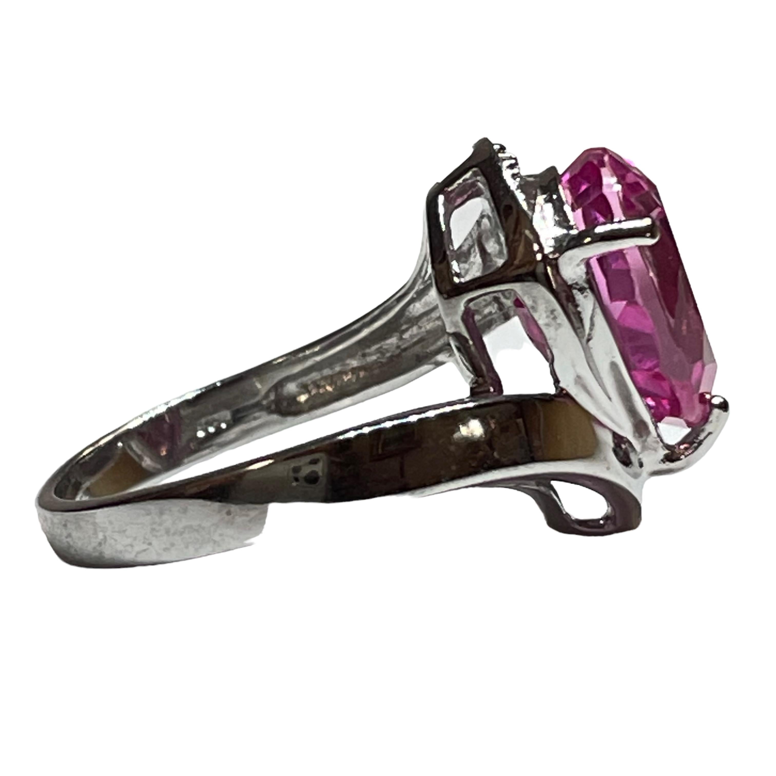 New African If Platinum Pink Tourmaline & Black Spinel Sterling Ring 1