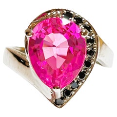 New African If Platinum Pink Tourmaline & Black Spinel Sterling Ring
