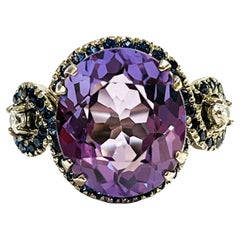 New African "Inclusion Free" Blue/Purple Spinel & Sapphire Sterling Ring 6.75