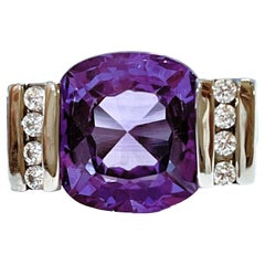 New African "Inclusion Free" Blue Purple Spinel & Sapphire Sterling Ring