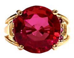 New African "Inclusion Free" Raspberry Tourmaline YGold Plated Sterling Ring