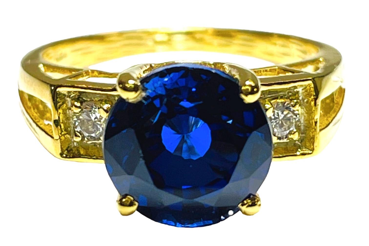 New African Kashmir Blue 4.7 Ct Sapphire Gold Plated Sterling Ring In New Condition In Eagan, MN