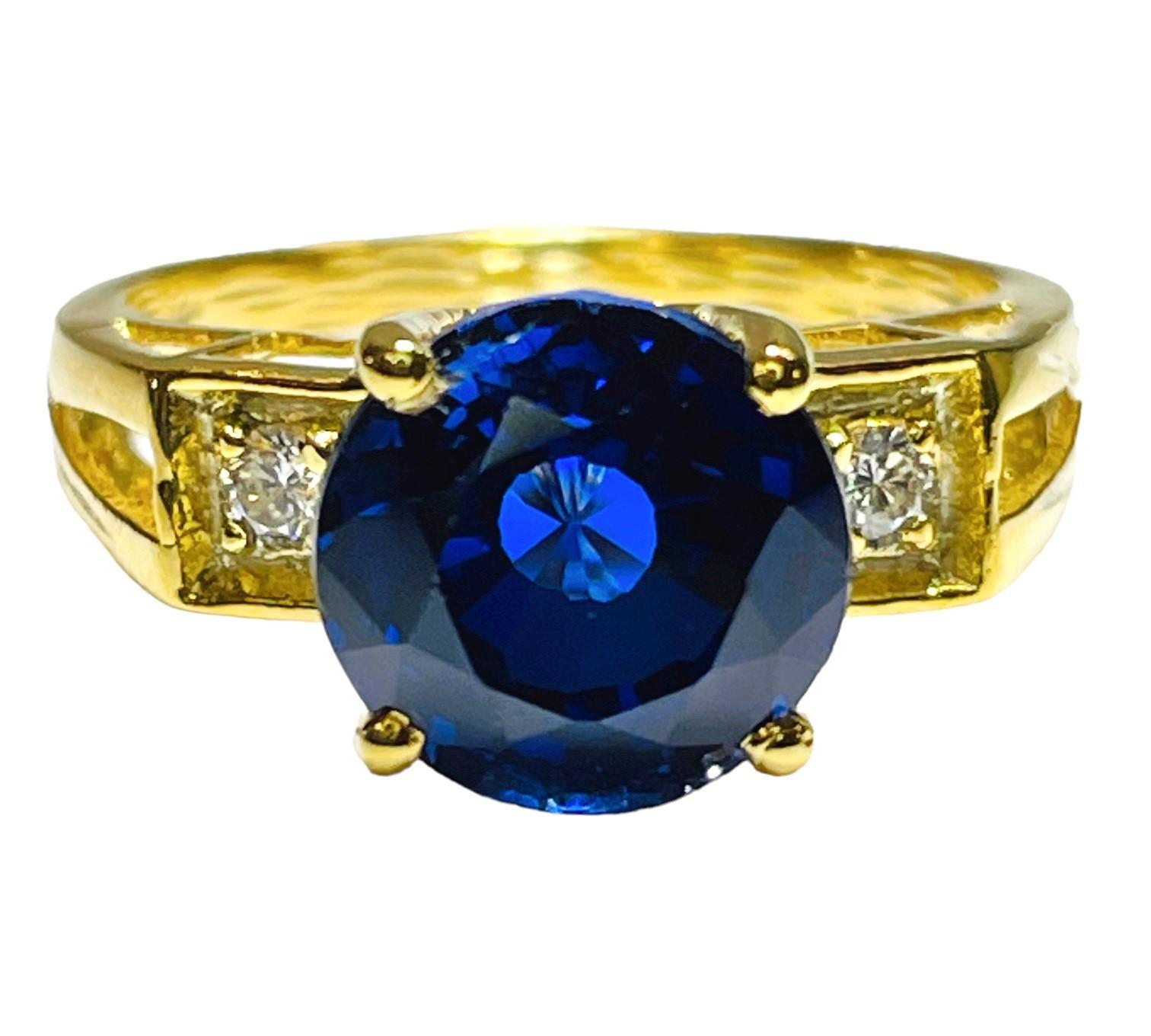 Women's New African Kashmir Blue 4.7 Ct Sapphire Gold Plated Sterling Ring
