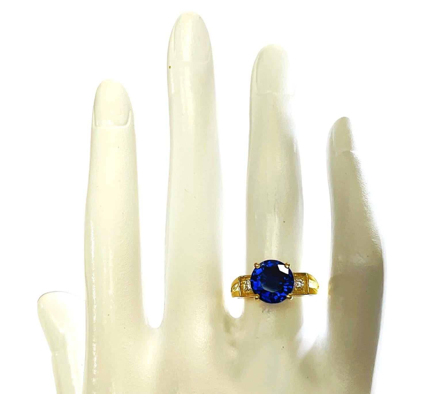 New African Kashmir Blue 4.7 Ct Sapphire Gold Plated Sterling Ring 1