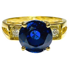 New African Kashmir Blue 4.7 Ct Sapphire Gold Plated Sterling Ring