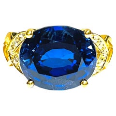 New African Kashmir Blue 9.5 Ct Sapphire Gold Plated Sterling Ring