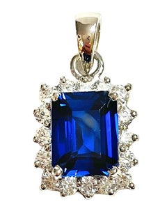New African Kashmir Blue IF Sapphire & White Sapphire Sterling Pendant
