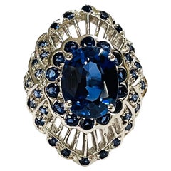 New African Kashmir Blue Sapphire 3.50 Ct 14k Gold Plated Sterling Ring