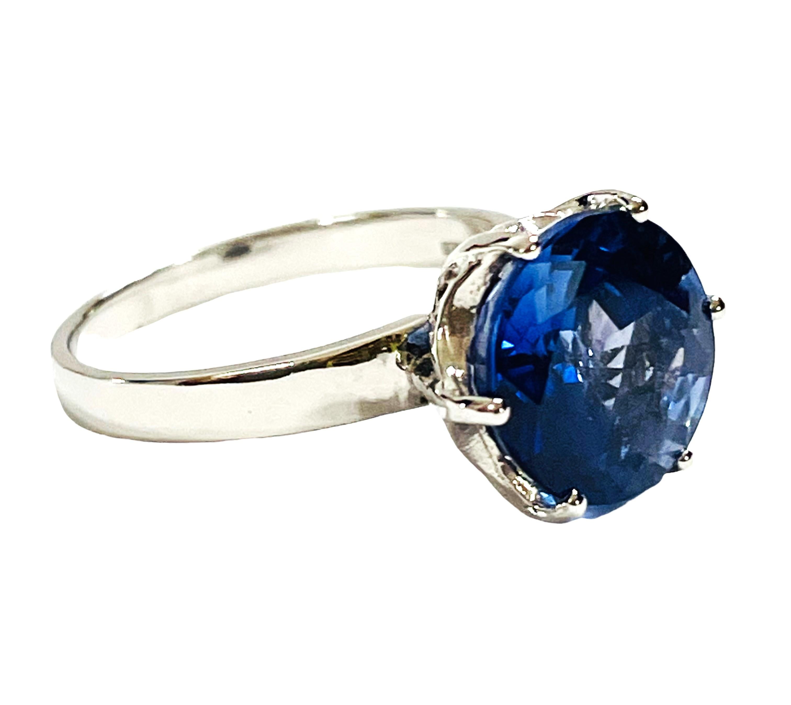 Mixed Cut New African Kashmir Blue Sapphire 4.4 Carat Sterling Silver Ring
