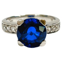 New African Kashmir Blue Sapphire 4.4 Carat Sterling Silver Ring
