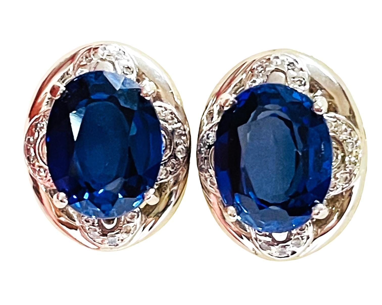 New African Kashmir Blue Sapphire Total 5.6 Ct 14k Gold Plated Sterling Earrings In New Condition In Eagan, MN