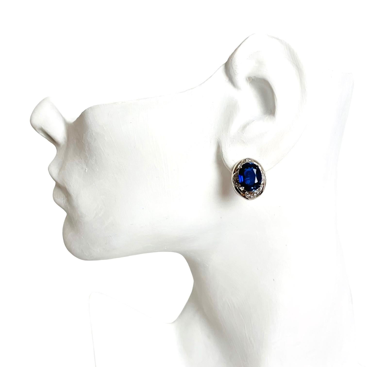 New African Kashmir Blue Sapphire Total 5.6 Ct 14k Gold Plated Sterling Earrings 1