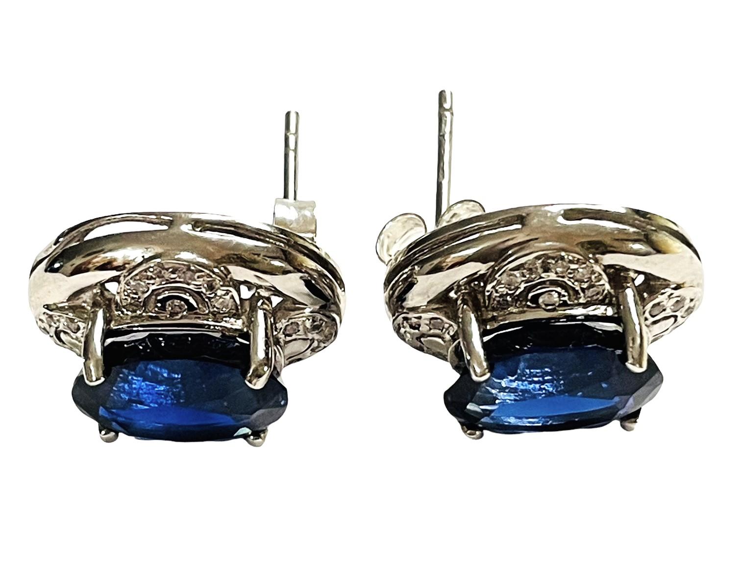 New African Kashmir Blue Sapphire Total 5.6 Ct 14k Gold Plated Sterling Earrings 3