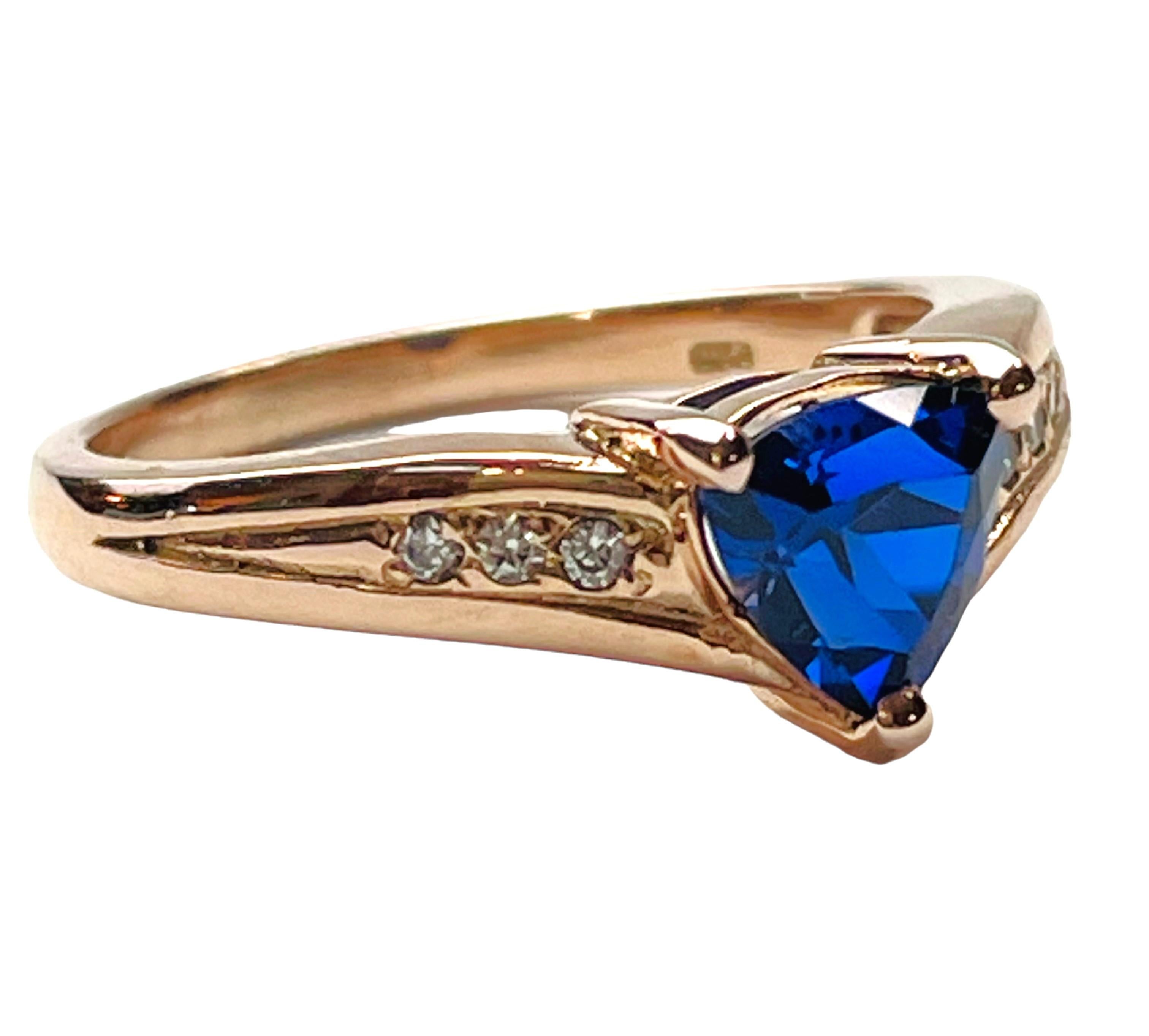 New IF 1.0 Ct African Kashmir Blue Sapphire Trillion Cut 14k GP Sterling Ring In New Condition In Eagan, MN