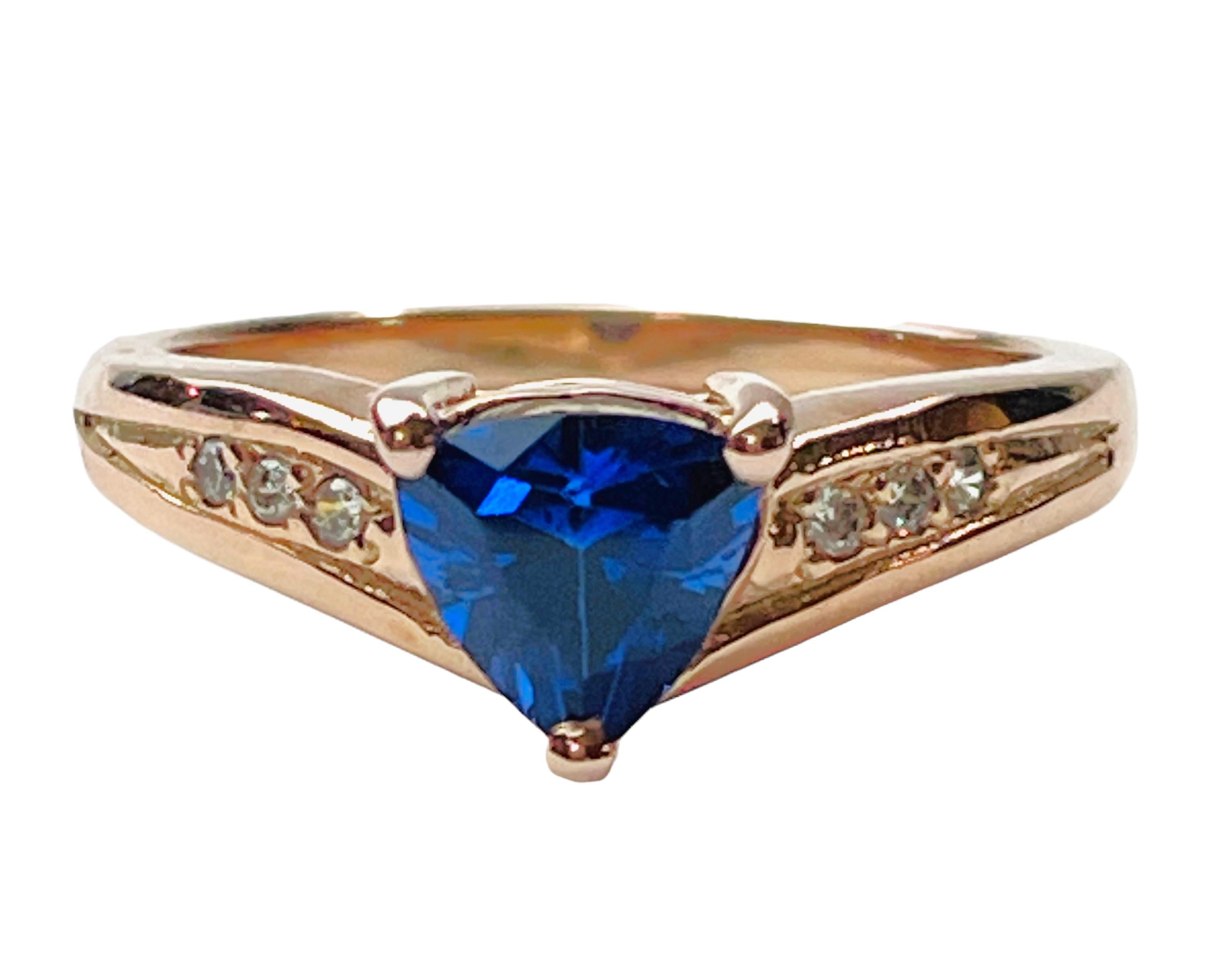 Women's New IF 1.0 Ct African Kashmir Blue Sapphire Trillion Cut 14k GP Sterling Ring