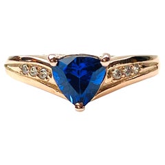 New African Kashmir Blue Sapphire Trillion Cut 14k GP Sterling Ring