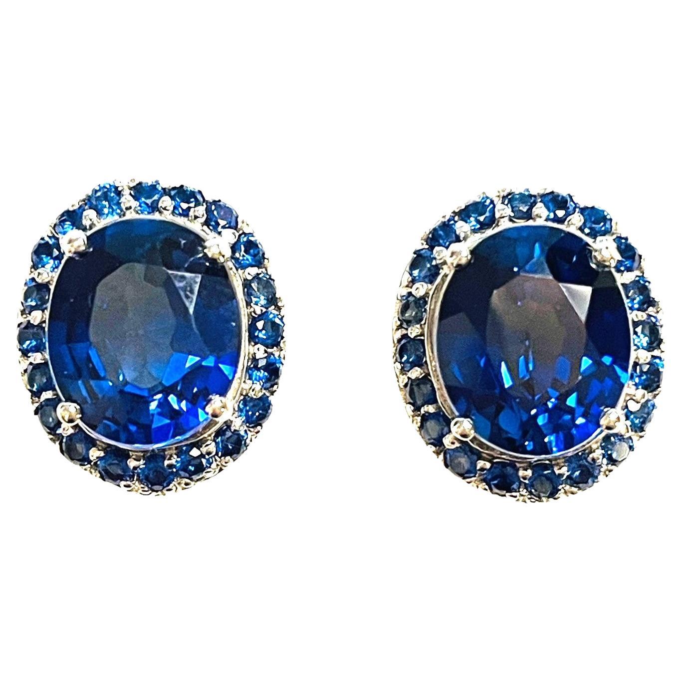 New Natural Blue Sapphire Pear Mixed Shape Sterling 925 Silver Stud