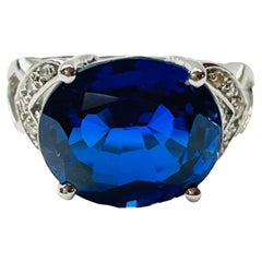 New African Kashmir Blue & White Sapphire 8.2 Carat Sterling Ring