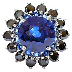 Afrikanischer Kaschmir-Sterling-Ring mit blauem und weißem Saphir