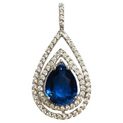 New African Kashmire Blue Pear Cut 5 Carat Sapphire Pendant