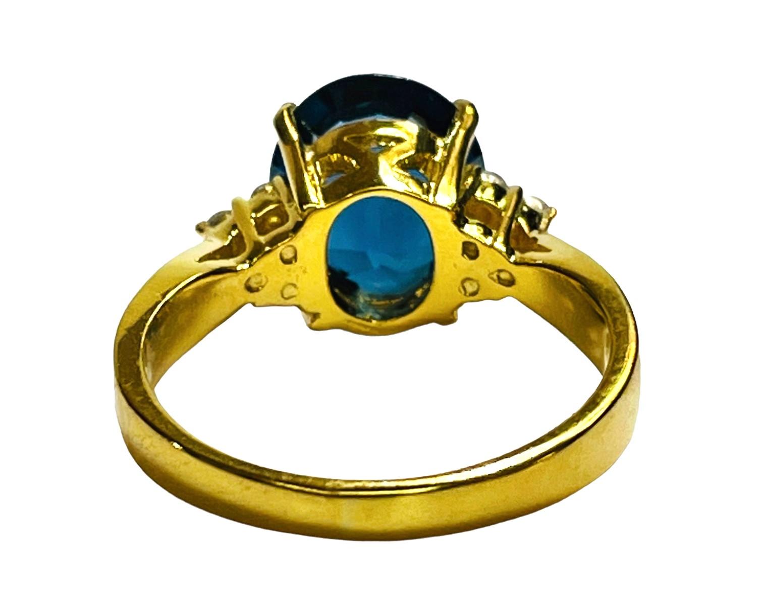 Art Deco New African London Blue 4.20 Ct Tourmaline Gold Plated Sterling Ring