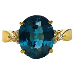 New African London Blue 4.20 Ct Tourmaline Gold Plated Sterling Ring