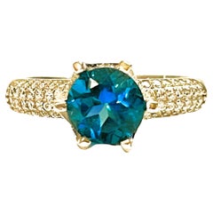 New African London Blue Topaz & White Sapphire Sterling Ring