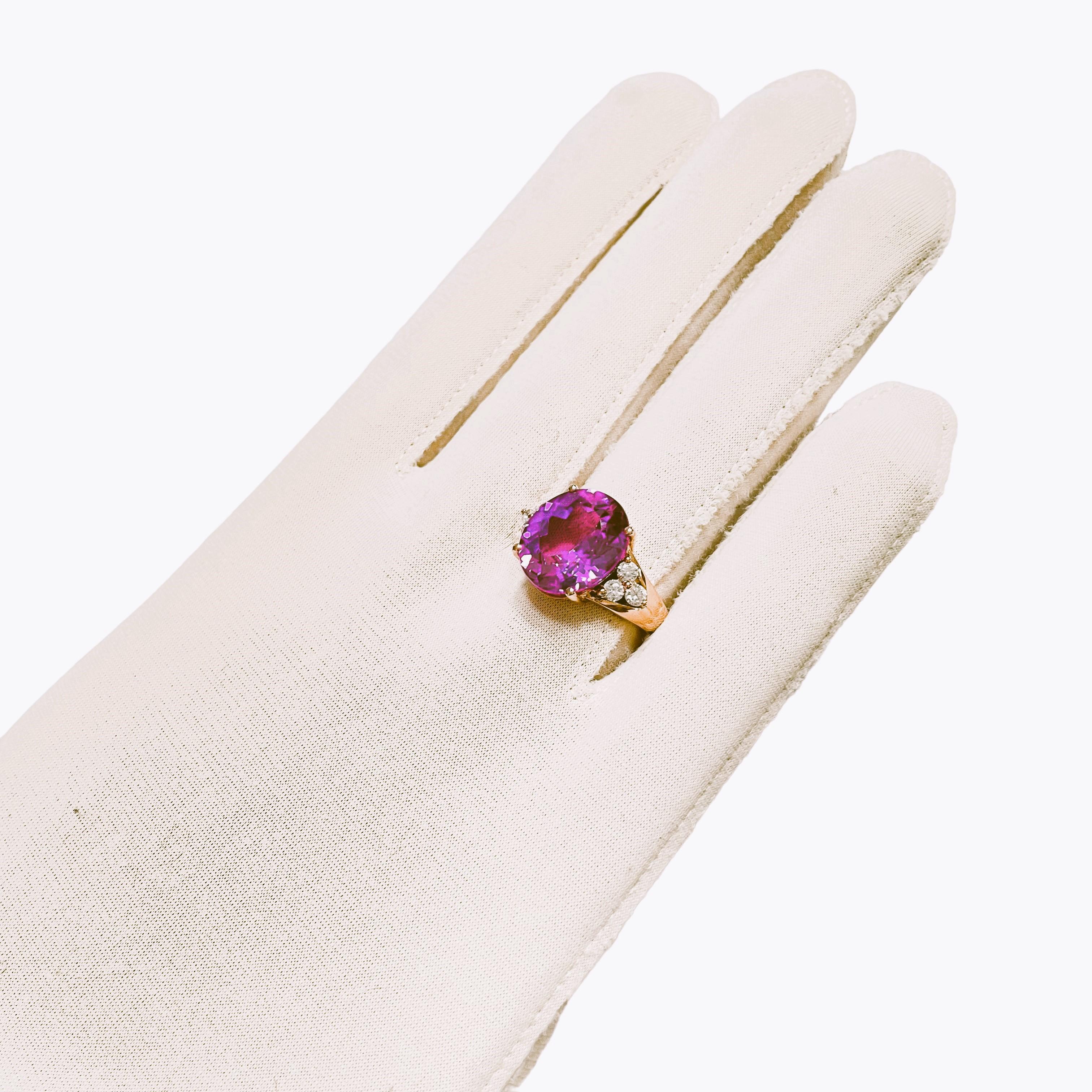 New African Pink Blue Purple & White Sapphire Rose Gold Plated Sterling Ring 4