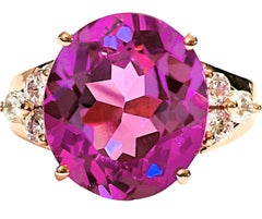 New African Pink Blue Purple & White Sapphire Rose Gold Plated Sterling Ring
