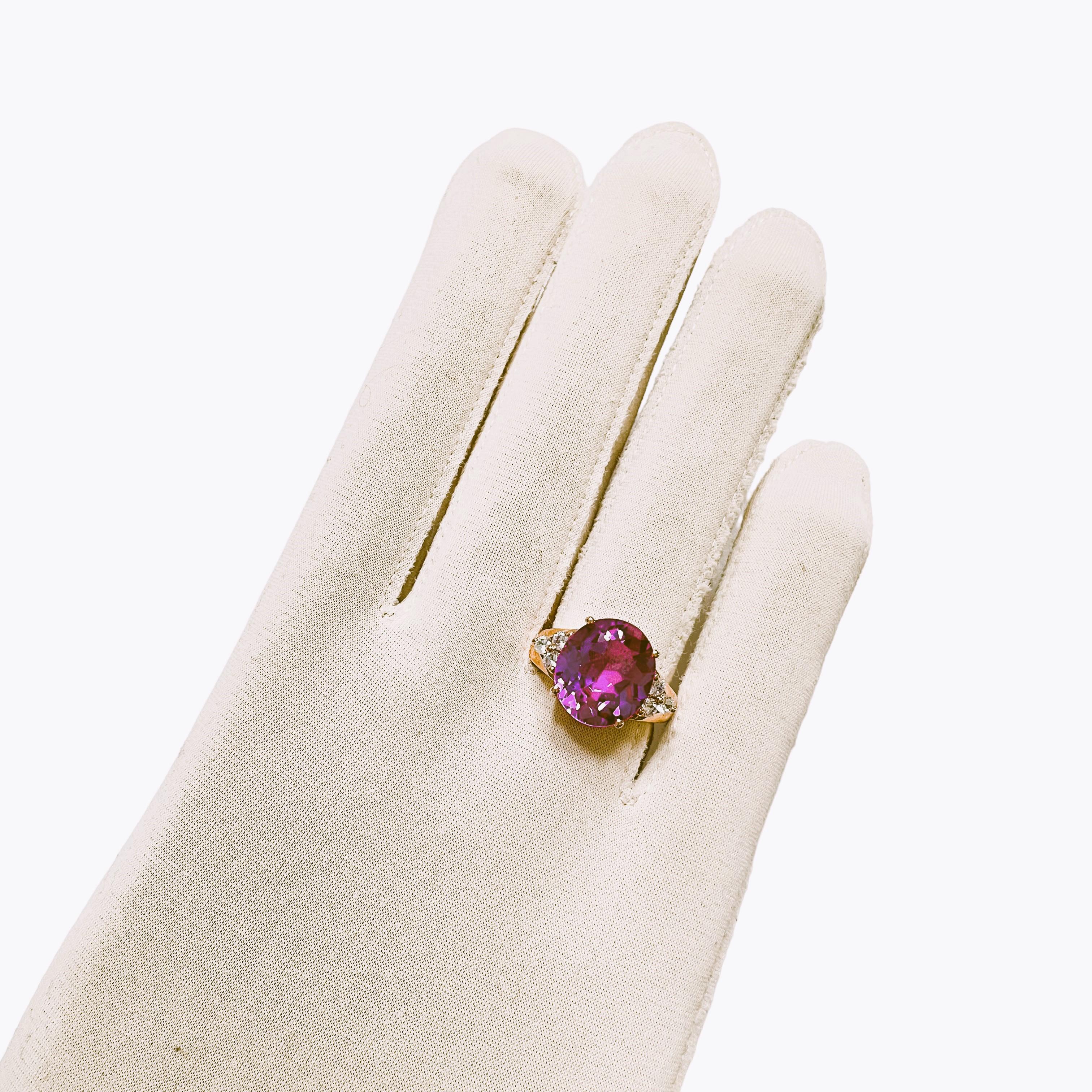 New African Pink Blue Purple & White Sapphire Rose Gold Plated Sterling Ring 3