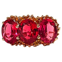 New African Pink Padparadscha 10.70 Ct. Sapphire 14k RG Plated Sterling Ring Sz