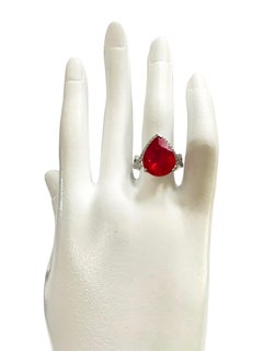New African Red IF 'Internally Flawless' 11.6 Ct Ruby Sterling Ring 7.0
