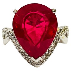 New African Red IF 'Internally Flawless' 11.6 Ct Ruby Sterling Ring 7.0