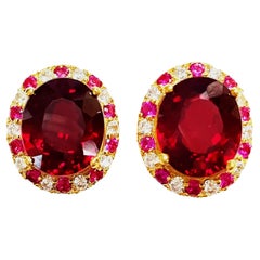 New African Red IF 'Internally Flawless' Tourmaline Ygoldplate Sterling Earrings